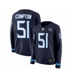 Women's Nike Tennessee Titans #51 Will Compton Limited Navy Blue Therma Long Sleeve NFL Jersey