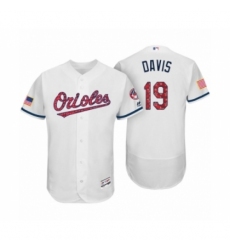 Men Baltimore Orioles #19 Chris Davis White 2017 Independence Day Flex Base Jersey