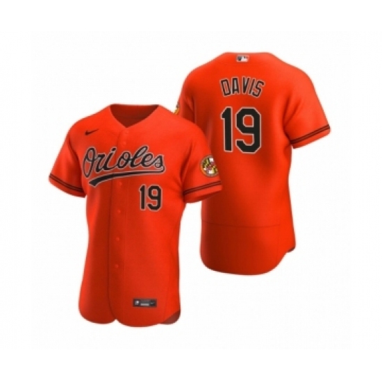 Men's Baltimore Orioles #19 Chris Davis Nike Orange Authentic 2020 Alternate Jersey Men's Baltimore Orioles #19 Chris Davis Nike Orange Authentic 2020 Alternate Jersey