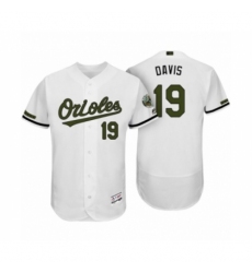 Men's Baltimore Orioles #19 Chris Davis White 2017 Memorial Day Collection Flexbase Jersey