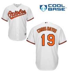 Men's Majestic Baltimore Orioles #19 Chris Davis Replica White Home Cool Base MLB Jersey Men's Majestic Baltimore Orioles #19 Chris Davis Replica White Home Cool Base MLB Jersey