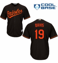 Youth Majestic Baltimore Orioles #19 Chris Davis Replica Black Alternate Cool Base MLB Jersey