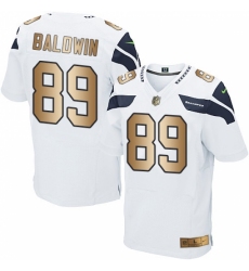 Men's Nike Seattle Seahawks #89 Doug Baldwin Elite White/Gold NFL Jersey