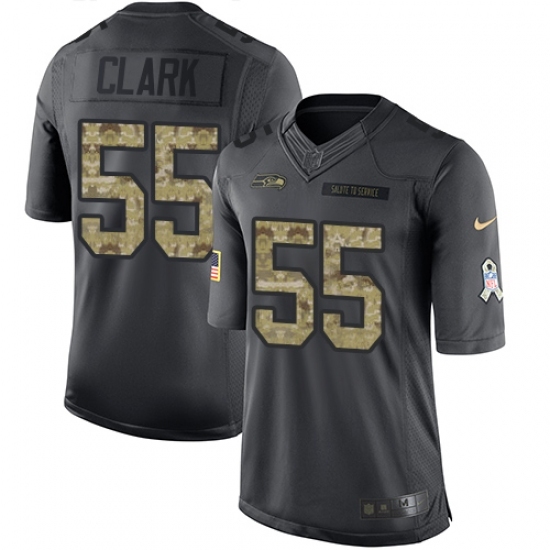 Men's Nike Seattle Seahawks #55 Frank Clark Limited Black 2016 Salute to Service NFL Jersey Men's Nike Seattle Seahawks #55 Frank Clark Limited Black 2016 Salute to Service NFL Jersey