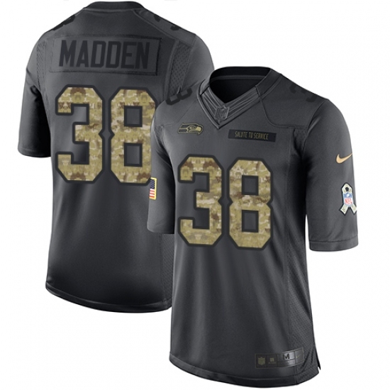 Men's Nike Seattle Seahawks #38 Tre Madden Limited Black 2016 Salute to Service NFL Jersey Men's Nike Seattle Seahawks #38 Tre Madden Limited Black 2016 Salute to Service NFL Jersey