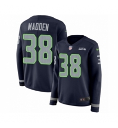 Women's Nike Seattle Seahawks #38 Tre Madden Limited Navy Blue Therma Long Sleeve NFL Jersey