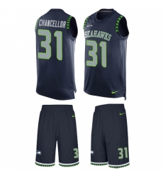 Men's Nike Seattle Seahawks #31 Kam Chancellor Limited Steel Blue Tank Top Suit NFL Jersey