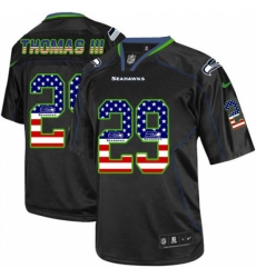 Men's Nike Seattle Seahawks #29 Earl Thomas III Elite Black USA Flag Fashion NFL Jersey