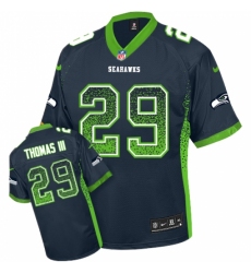 Men's Nike Seattle Seahawks #29 Earl Thomas III Elite Navy Blue Drift Fashion NFL Jersey