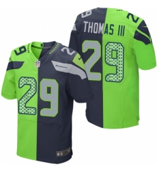 Men's Nike Seattle Seahawks #29 Earl Thomas III Elite Navy/Green Split Fashion NFL Jersey