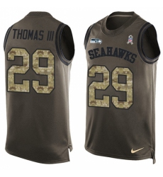 Men's Nike Seattle Seahawks #29 Earl Thomas III Limited Green Salute to Service Tank Top NFL Jersey