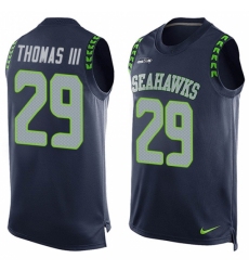 Men's Nike Seattle Seahawks #29 Earl Thomas III Limited Steel Blue Player Name & Number Tank Top NFL Jersey