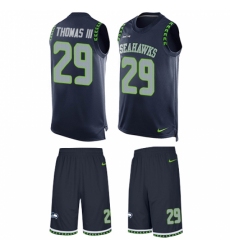 Men's Nike Seattle Seahawks #29 Earl Thomas III Limited Steel Blue Tank Top Suit NFL Jersey