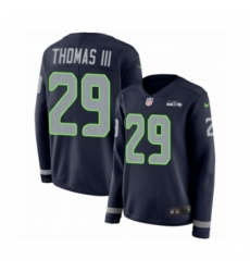 Women's Nike Seattle Seahawks #29 Earl Thomas III Limited Navy Blue Therma Long Sleeve NFL Jersey