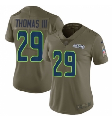 Women's Nike Seattle Seahawks #29 Earl Thomas III Limited Olive 2017 Salute to Service NFL Jersey