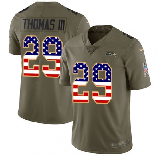 Youth Nike Seattle Seahawks #29 Earl Thomas III Limited Olive/USA Flag 2017 Salute to Service NFL Jersey Youth Nike Seattle Seahawks #29 Earl Thomas III Limited Olive/USA Flag 2017 Salute to Service NFL Jersey