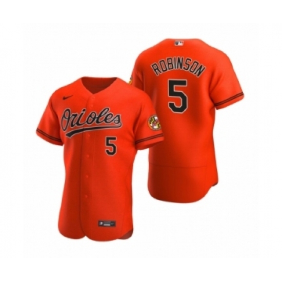 Men's Baltimore Orioles #5 Brooks Robinson Nike Orange Authentic 2020 Alternate Jersey Men's Baltimore Orioles #5 Brooks Robinson Nike Orange Authentic 2020 Alternate Jersey