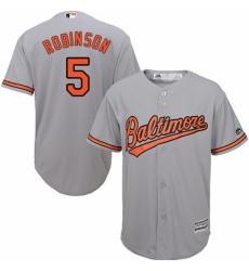 Men's Majestic Baltimore Orioles #5 Brooks Robinson Replica Grey Road Cool Base MLB Jersey