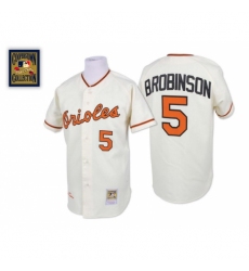 Men's Mitchell and Ness Baltimore Orioles #5 Brooks Robinson Replica Cream Throwback MLB Jersey Men's Mitchell and Ness Baltimore Orioles #5 Brooks Robinson Replica Cream Throwback MLB Jersey