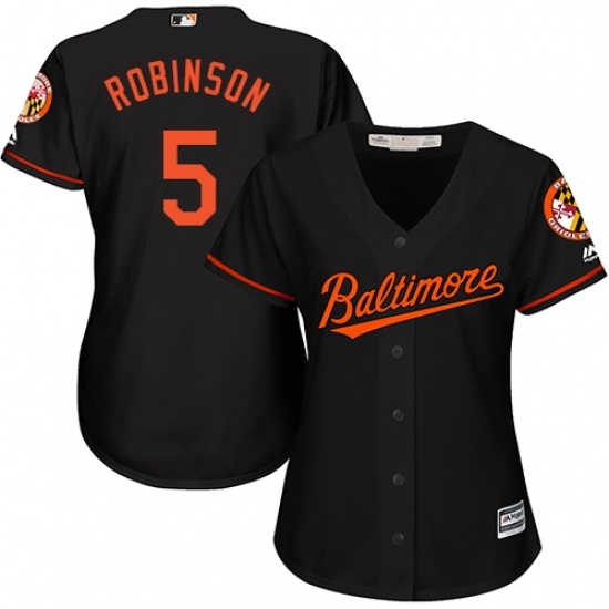 Women's Majestic Baltimore Orioles #5 Brooks Robinson Replica Black Alternate Cool Base MLB Jersey Women's Majestic Baltimore Orioles #5 Brooks Robinson Replica Black Alternate Cool Base MLB Jersey