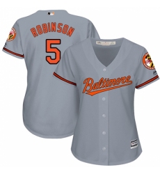 Women's Majestic Baltimore Orioles #5 Brooks Robinson Replica Grey Road Cool Base MLB Jersey Women's Majestic Baltimore Orioles #5 Brooks Robinson Replica Grey Road Cool Base MLB Jersey