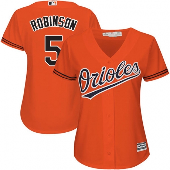 Women's Majestic Baltimore Orioles #5 Brooks Robinson Replica Orange Alternate Cool Base MLB Jersey Women's Majestic Baltimore Orioles #5 Brooks Robinson Replica Orange Alternate Cool Base MLB Jersey