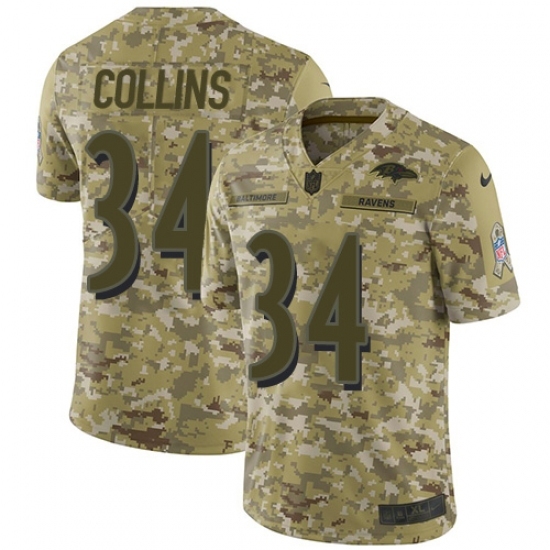 Men's Nike Baltimore Ravens #34 Alex Collins Limited Camo 2018 Salute to Service NFL Jersey Men's Nike Baltimore Ravens #34 Alex Collins Limited Camo 2018 Salute to Service NFL Jersey