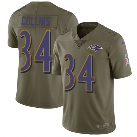 Men's Nike Baltimore Ravens #34 Alex Collins Limited Olive 2017 Salute to Service NFL Jersey Men's Nike Baltimore Ravens #34 Alex Collins Limited Olive 2017 Salute to Service NFL Jersey
