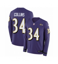 Men's Nike Baltimore Ravens #34 Alex Collins Limited Purple Therma Long Sleeve NFL Jersey Men's Nike Baltimore Ravens #34 Alex Collins Limited Purple Therma Long Sleeve NFL Jersey