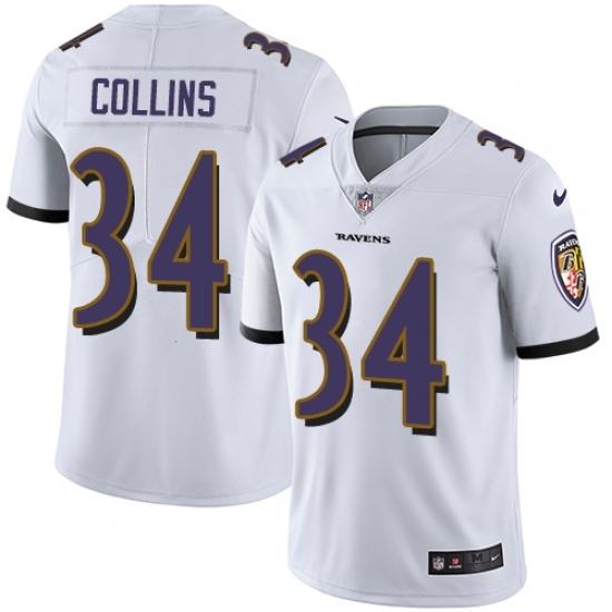 Men's Nike Baltimore Ravens #34 Alex Collins White Vapor Untouchable Limited Player NFL Jersey Men's Nike Baltimore Ravens #34 Alex Collins White Vapor Untouchable Limited Player NFL Jersey