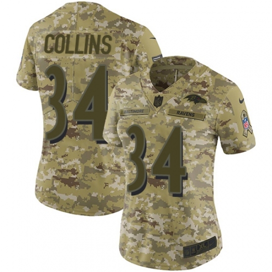 Women's Nike Baltimore Ravens #34 Alex Collins Limited Camo 2018 Salute to Service NFL Jersey Women's Nike Baltimore Ravens #34 Alex Collins Limited Camo 2018 Salute to Service NFL Jersey