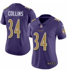 Women's Nike Baltimore Ravens #34 Alex Collins Limited Purple Rush Vapor Untouchable NFL Jersey