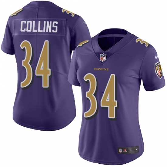 Women's Nike Baltimore Ravens #34 Alex Collins Limited Purple Rush Vapor Untouchable NFL Jersey Women's Nike Baltimore Ravens #34 Alex Collins Limited Purple Rush Vapor Untouchable NFL Jersey
