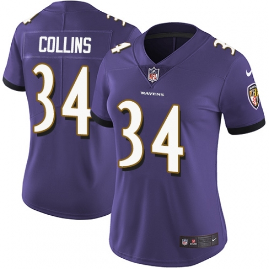 Women's Nike Baltimore Ravens #34 Alex Collins Purple Team Color Vapor Untouchable Limited Player NFL Jersey Women's Nike Baltimore Ravens #34 Alex Collins Purple Team Color Vapor Untouchable Limited Player NFL Jersey
