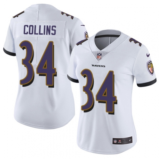 Women's Nike Baltimore Ravens #34 Alex Collins White Vapor Untouchable Limited Player NFL Jersey Women's Nike Baltimore Ravens #34 Alex Collins White Vapor Untouchable Limited Player NFL Jersey
