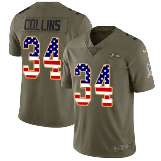 Youth Nike Baltimore Ravens #34 Alex Collins Limited Olive/USA Flag Salute to Service NFL Jersey Youth Nike Baltimore Ravens #34 Alex Collins Limited Olive/USA Flag Salute to Service NFL Jersey