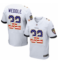 Men's Nike Baltimore Ravens #32 Eric Weddle Elite White Road USA Flag Fashion NFL Jersey