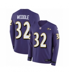 Men's Nike Baltimore Ravens #32 Eric Weddle Limited Purple Therma Long Sleeve NFL Jersey