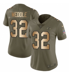 Women's Nike Baltimore Ravens #32 Eric Weddle Limited Olive/Gold Salute to Service NFL Jersey