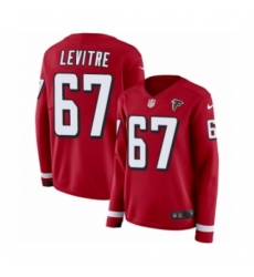 Women's Nike Atlanta Falcons #67 Andy Levitre Limited Red Therma Long Sleeve NFL Jersey