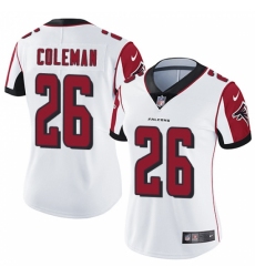Women's Nike Atlanta Falcons #26 Tevin Coleman White Vapor Untouchable Limited Player NFL Jersey