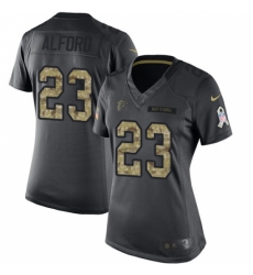 Women's Nike Atlanta Falcons #23 Robert Alford Limited Black 2016 Salute to Service NFL Jersey