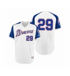 Men's Braves #29 John Smoltz White 1974 Turn Back the Clock Authentic Jersey