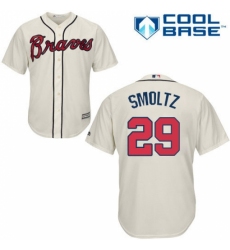 Men's Majestic Atlanta Braves #29 John Smoltz Replica Cream Alternate 2 Cool Base MLB Jersey