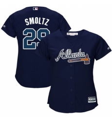 Women's Majestic Atlanta Braves #29 John Smoltz Replica Blue Alternate Road Cool Base MLB Jersey