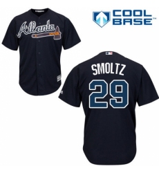 Youth Majestic Atlanta Braves #29 John Smoltz Replica Blue Alternate Road Cool Base MLB Jersey
