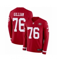 Men's Nike San Francisco 49ers #76 Garry Gilliam Limited Red Therma Long Sleeve NFL Jersey