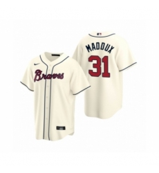 Men's Atlanta Braves #31 Greg Maddux Nike Cream 2020 Replica Alternate Jersey