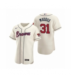 Men's Atlanta Braves #31 Greg Maddux Nike Cream Authentic 2020 Alternate Jersey