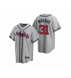 Men's Atlanta Braves #31 Greg Maddux Nike Gray 2020 Replica Road Jersey